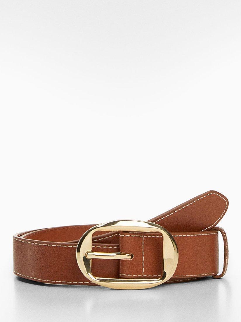 Mango Bile Oval Buckle Belt, Brown