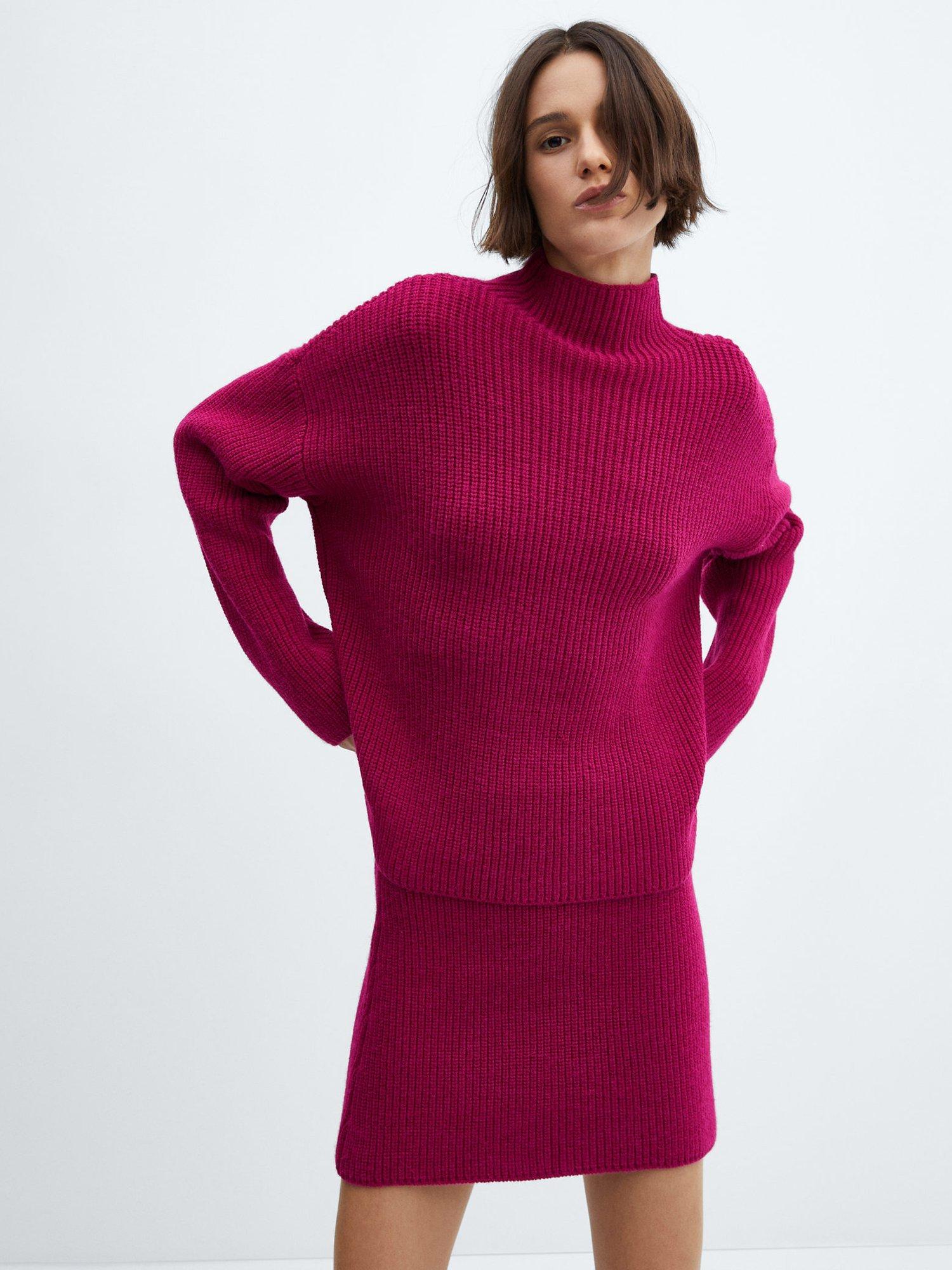 Mango Joan Turtleneck Knit Jumper, Medium Purple