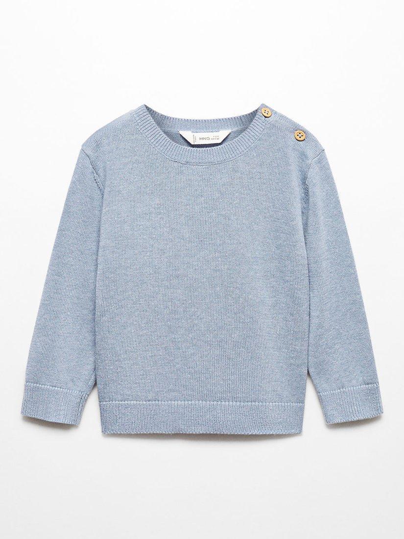 Mango Baby Sebas Cotton Blend Knit Jumper, Medium Blue