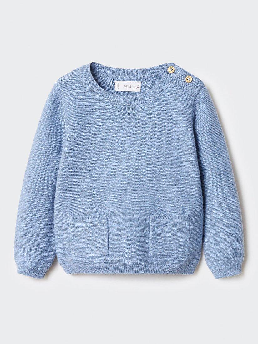 Mango Baby Link Pocket Knit Jumper, Medium Blue