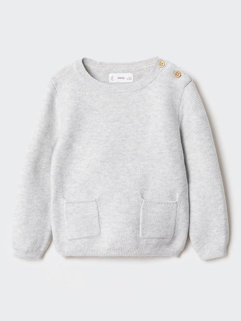Mango Baby Link Pocket Knit Jumper, Pastel Grey