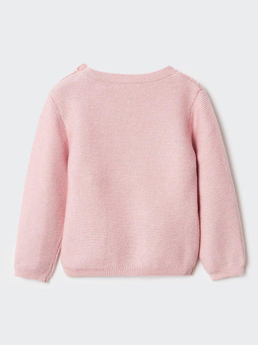 Product image 2 of 4, which shows Mango Baby Link Pocket Knit Jumper, Pastel Pink, 1-3 months