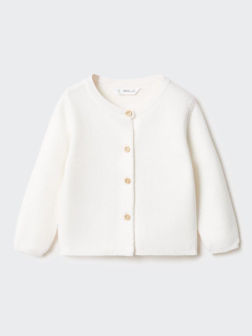 Mango Baby Boba Knitted Cardigan, Natural White