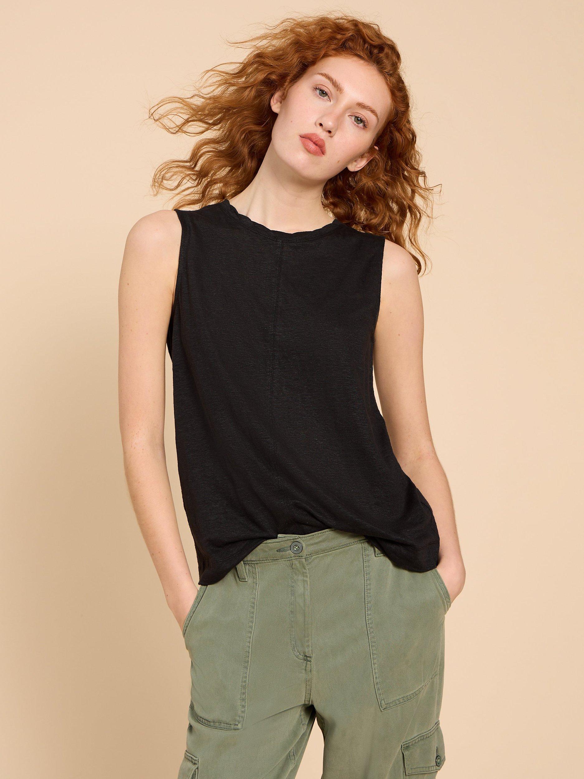 White Stuff Rylee Linen Vest, Pure Black
