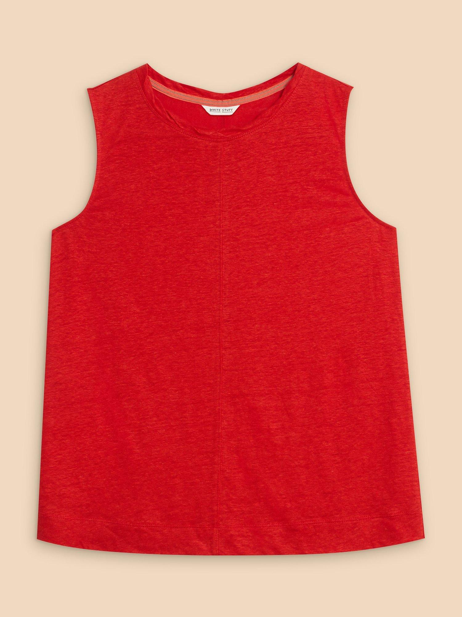 White Stuff Rylee Linen Vest, Bright Red, 18