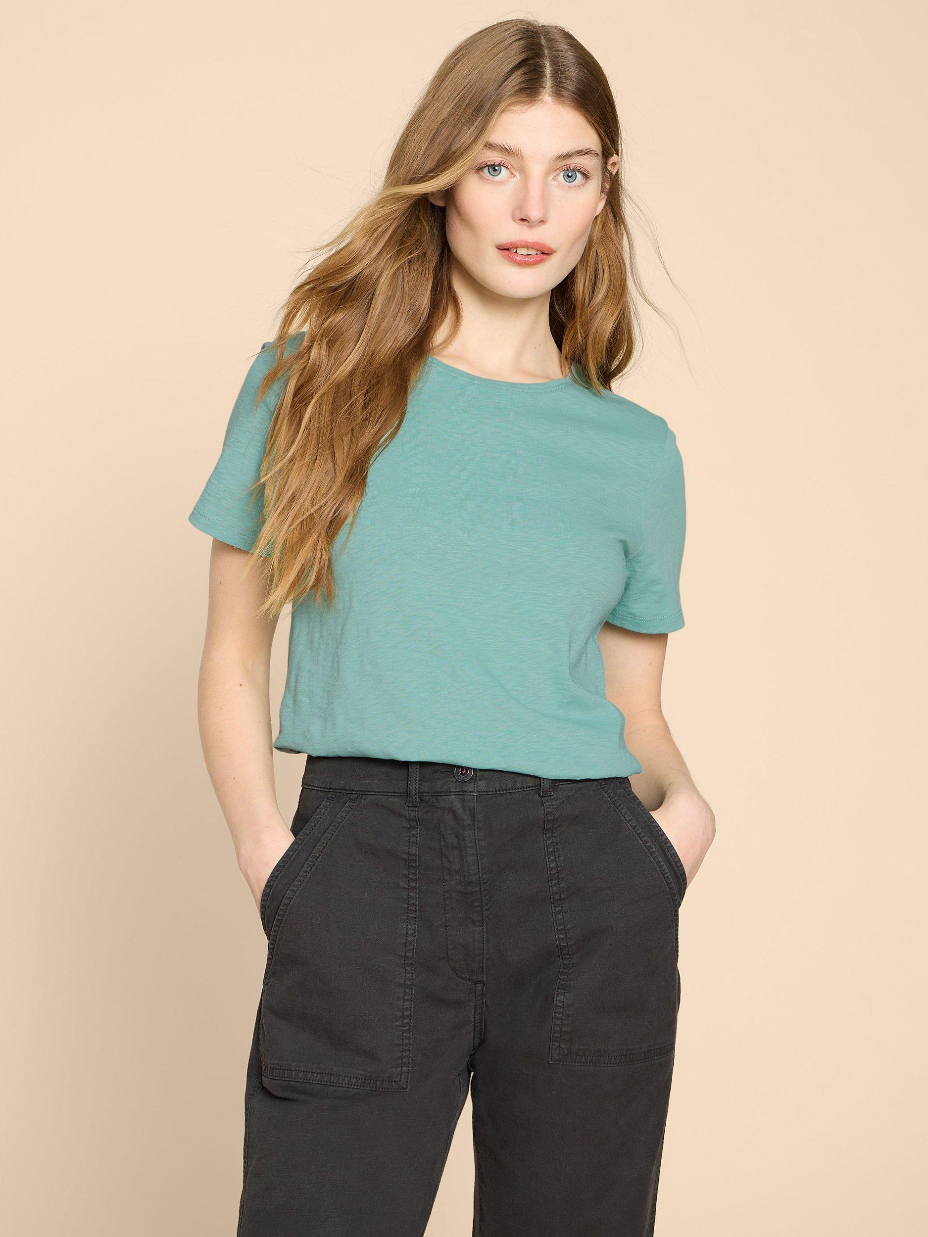 Product image 1 of 7, which shows White Stuff Abbie Cotton T-Shirt, Mid Teal, 6