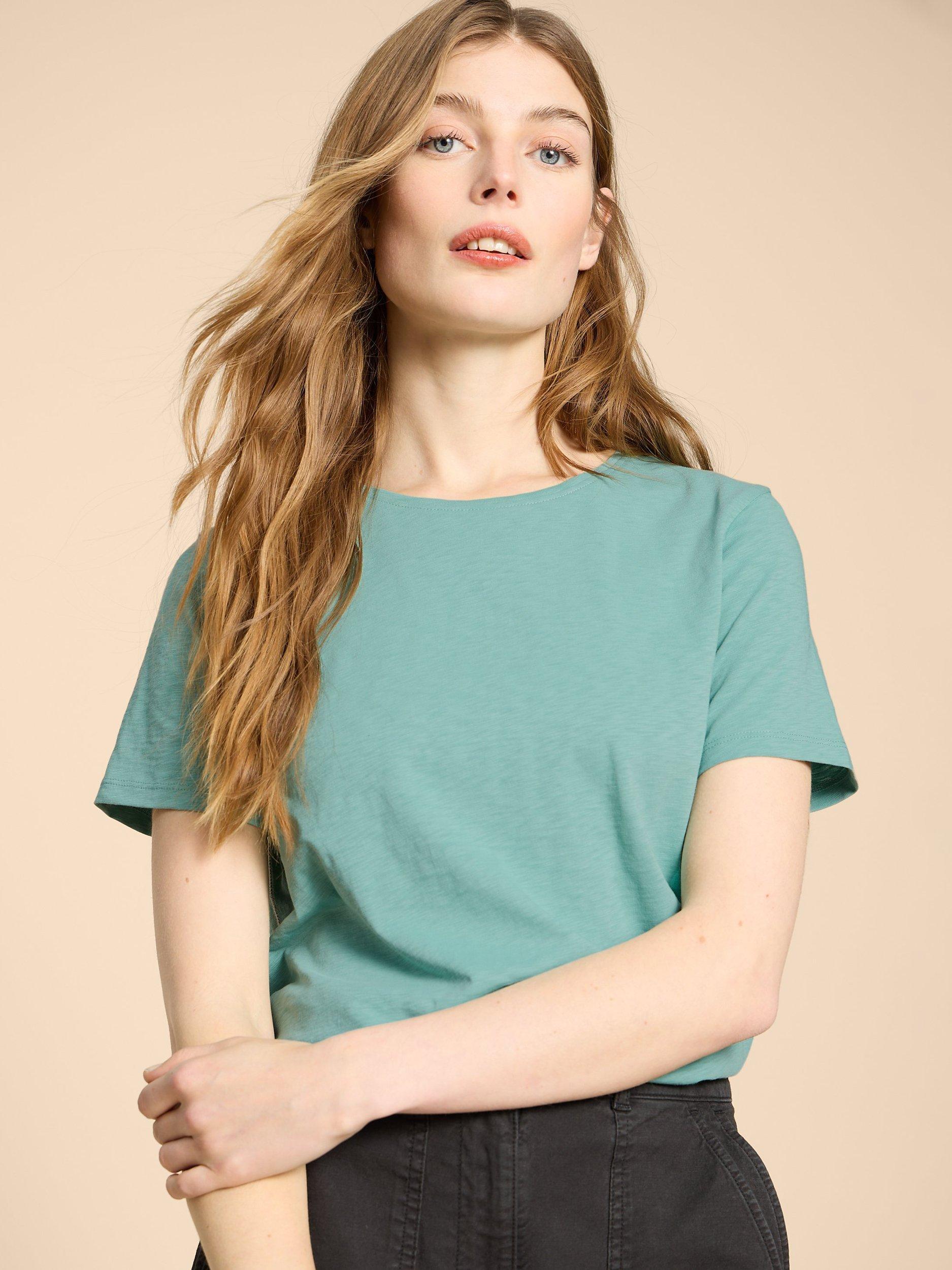 Product image 3 of 7, which shows White Stuff Abbie Cotton T-Shirt, Mid Teal, 6