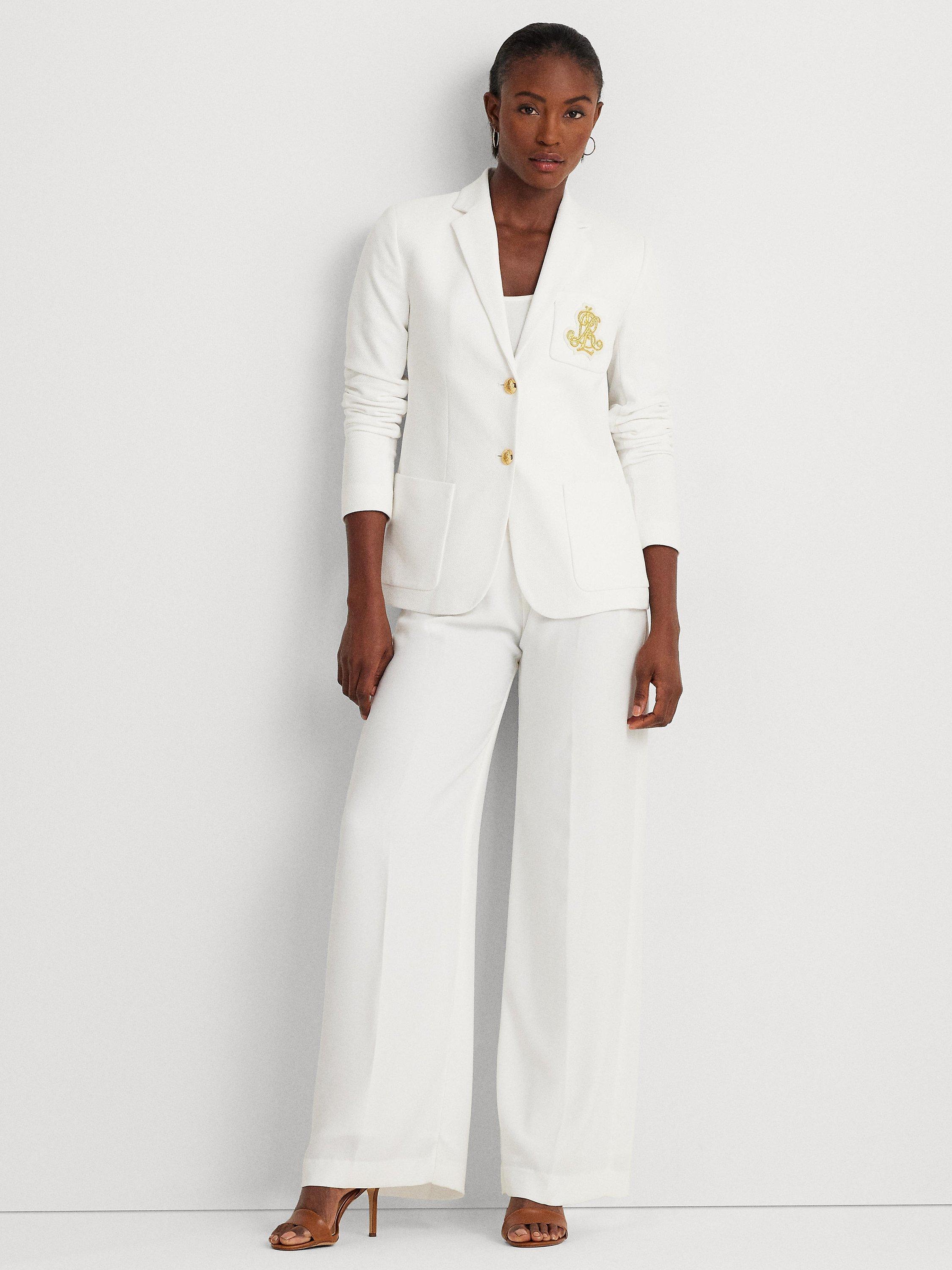 Product image 5 of 6, which shows Lauren Ralph Lauren Anfisa Patch Jacquard Blazer, White, XS