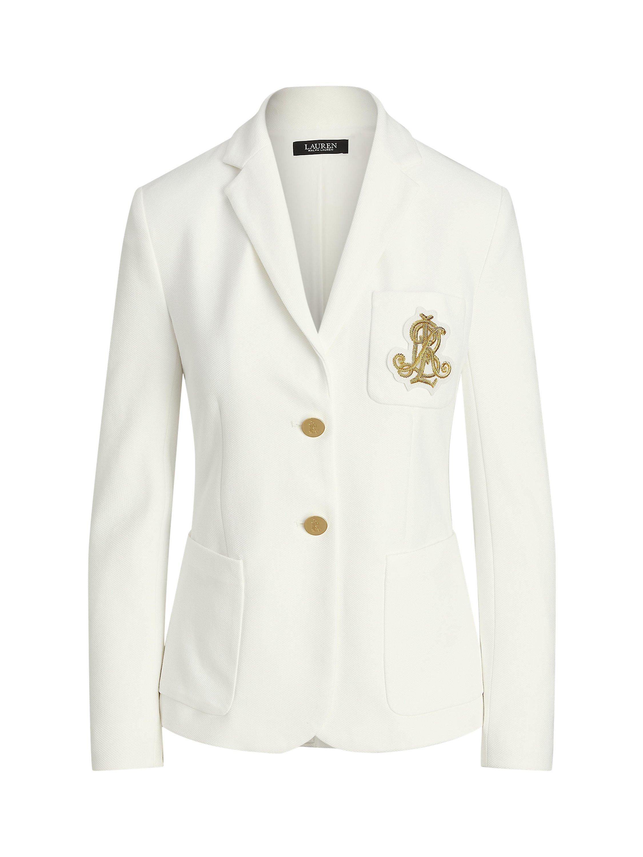 Product image 6 of 6, which shows Lauren Ralph Lauren Anfisa Patch Jacquard Blazer, White, XS