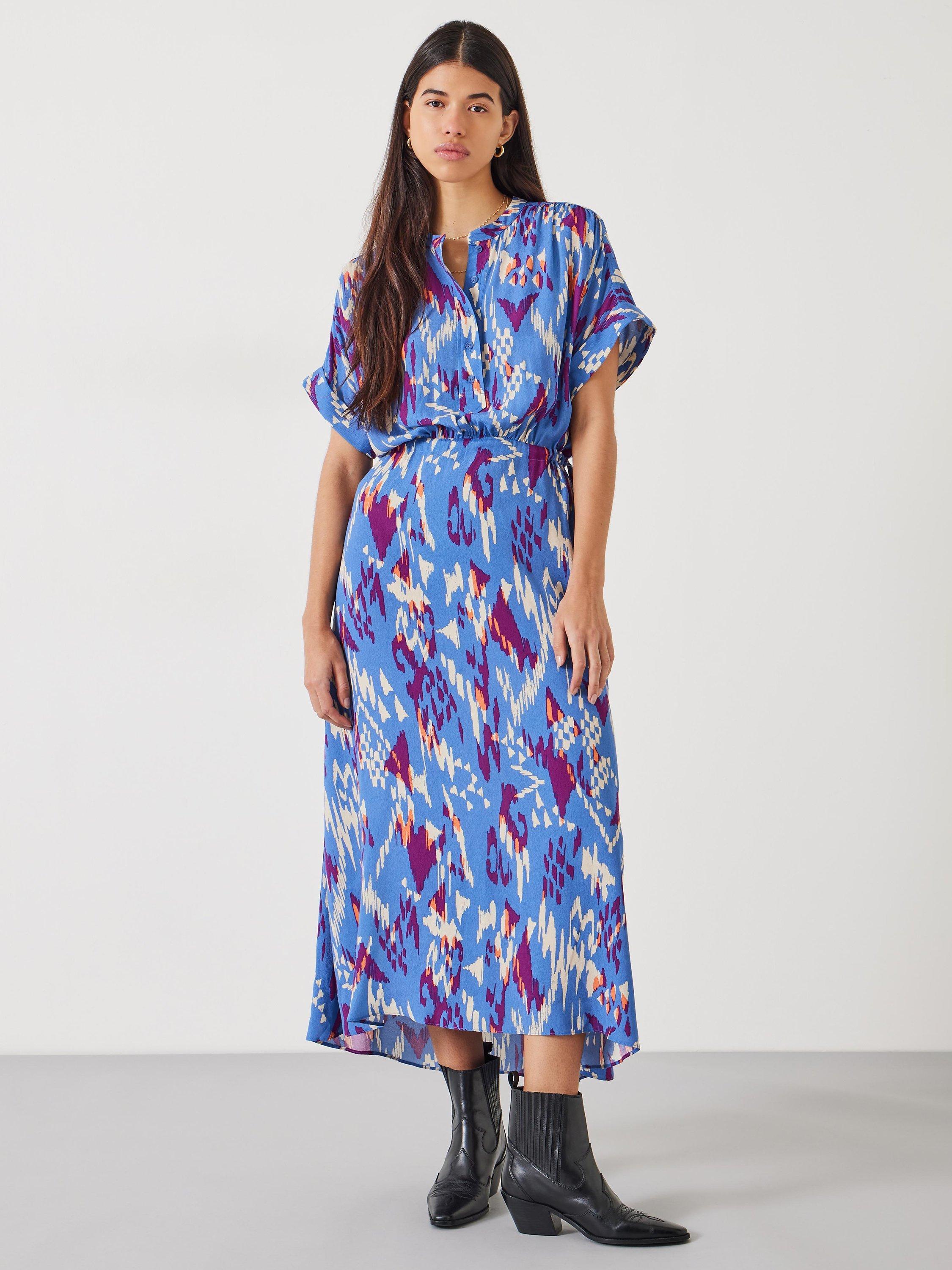 HUSH Keisha Irregular Ikat Shirt Dress, Blue