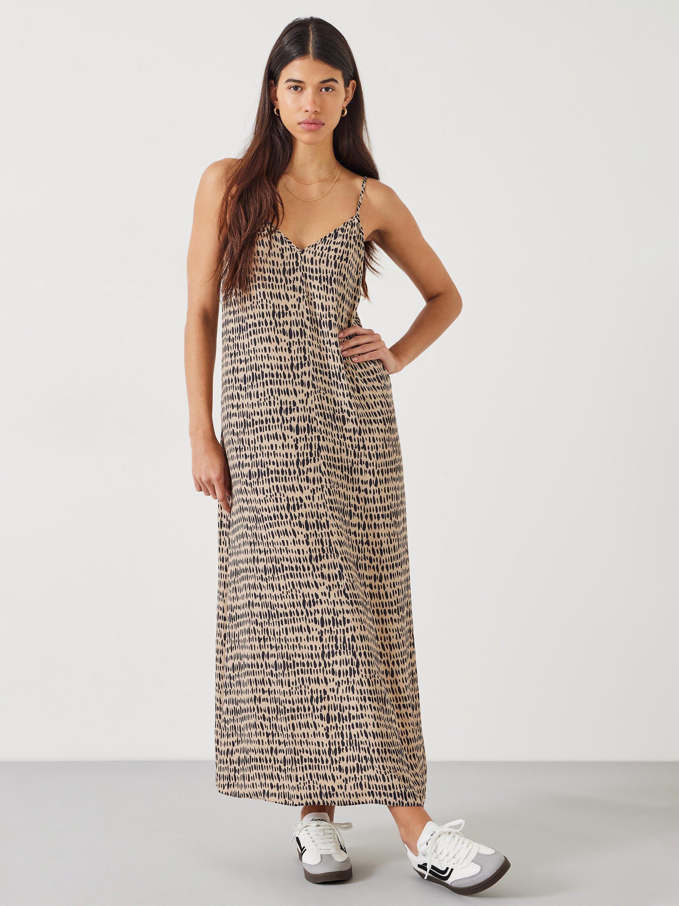 HUSH Eloise Abstract Print Maxi Dress Neutral Black