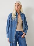 HUSH Davina Oversized Denim Shirt, Mid Authentic Wash