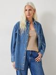 HUSH Davina Oversized Denim Shirt, Mid Authentic Wash