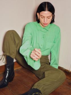 HUSH Quinn Button Cuff Cotton Shirt, Spring Green, Spring Green