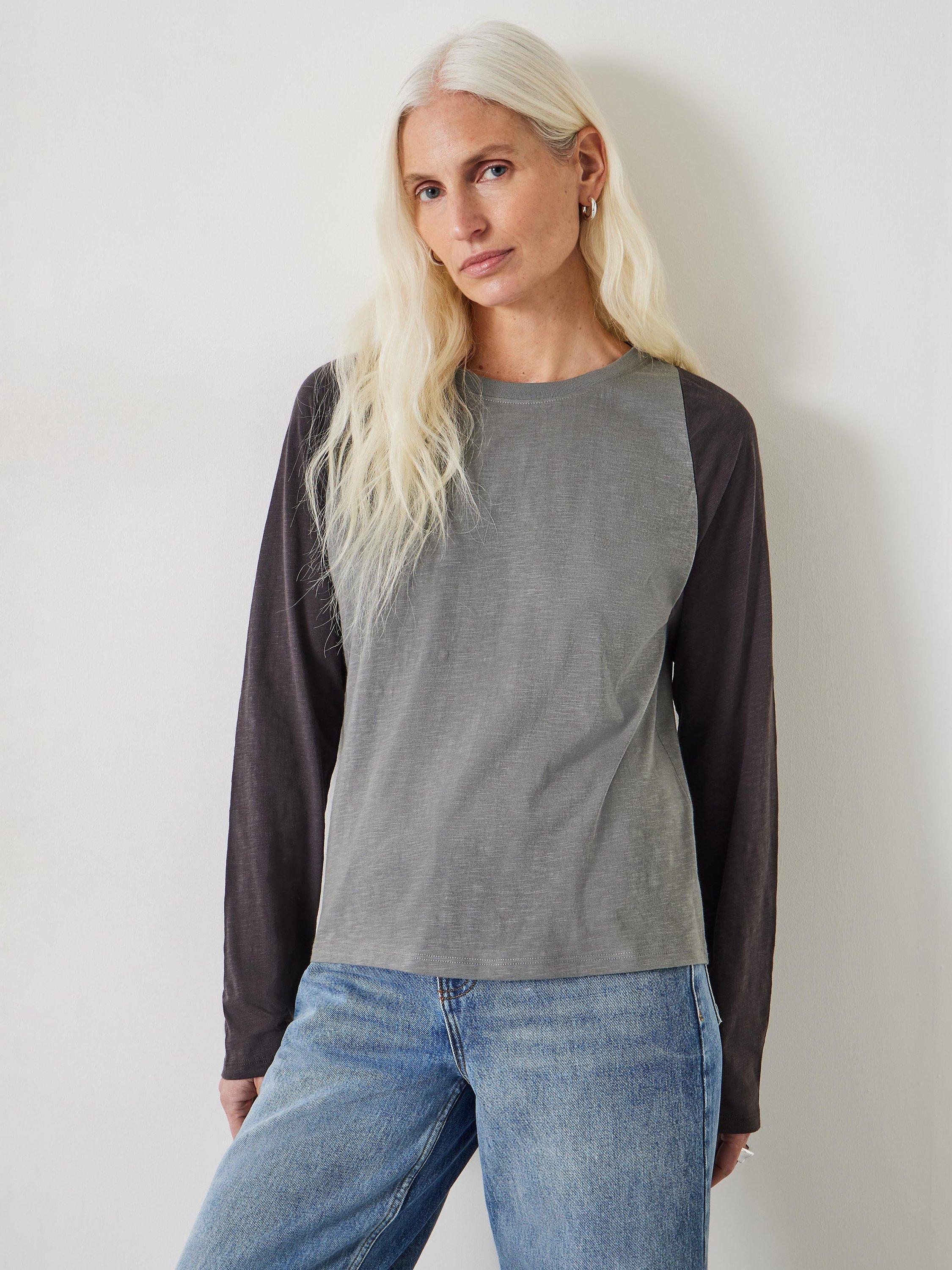 HUSH Kori Colour Block Long Sleeve Top, Grey