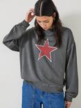 HUSH Seona Star Cotton Sweatshirt, Washed Black