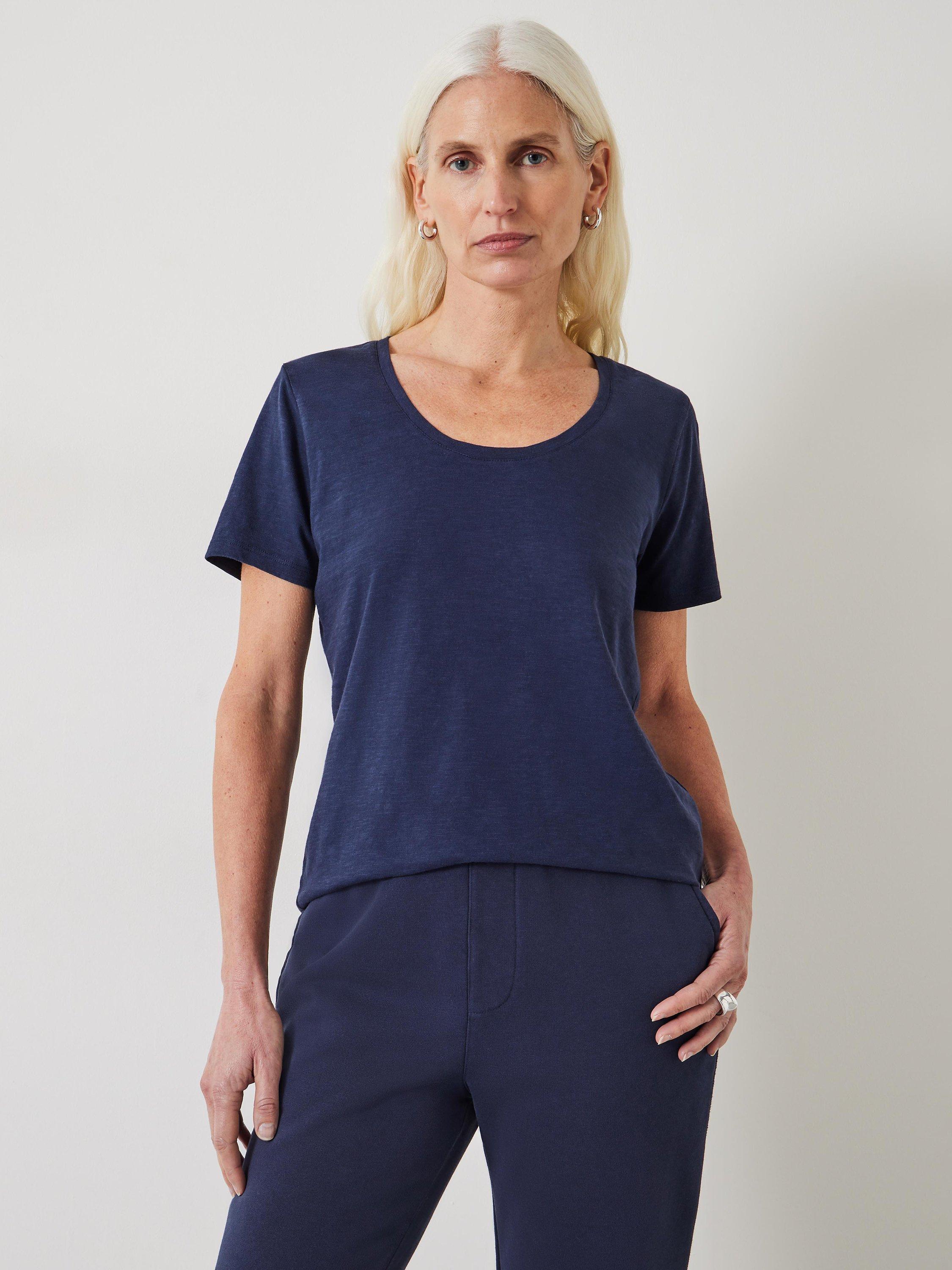 Product image 1 of 6, which shows HUSH Hari Cotton Slub Scoop Neck T-Shirt, Night Sky, XS