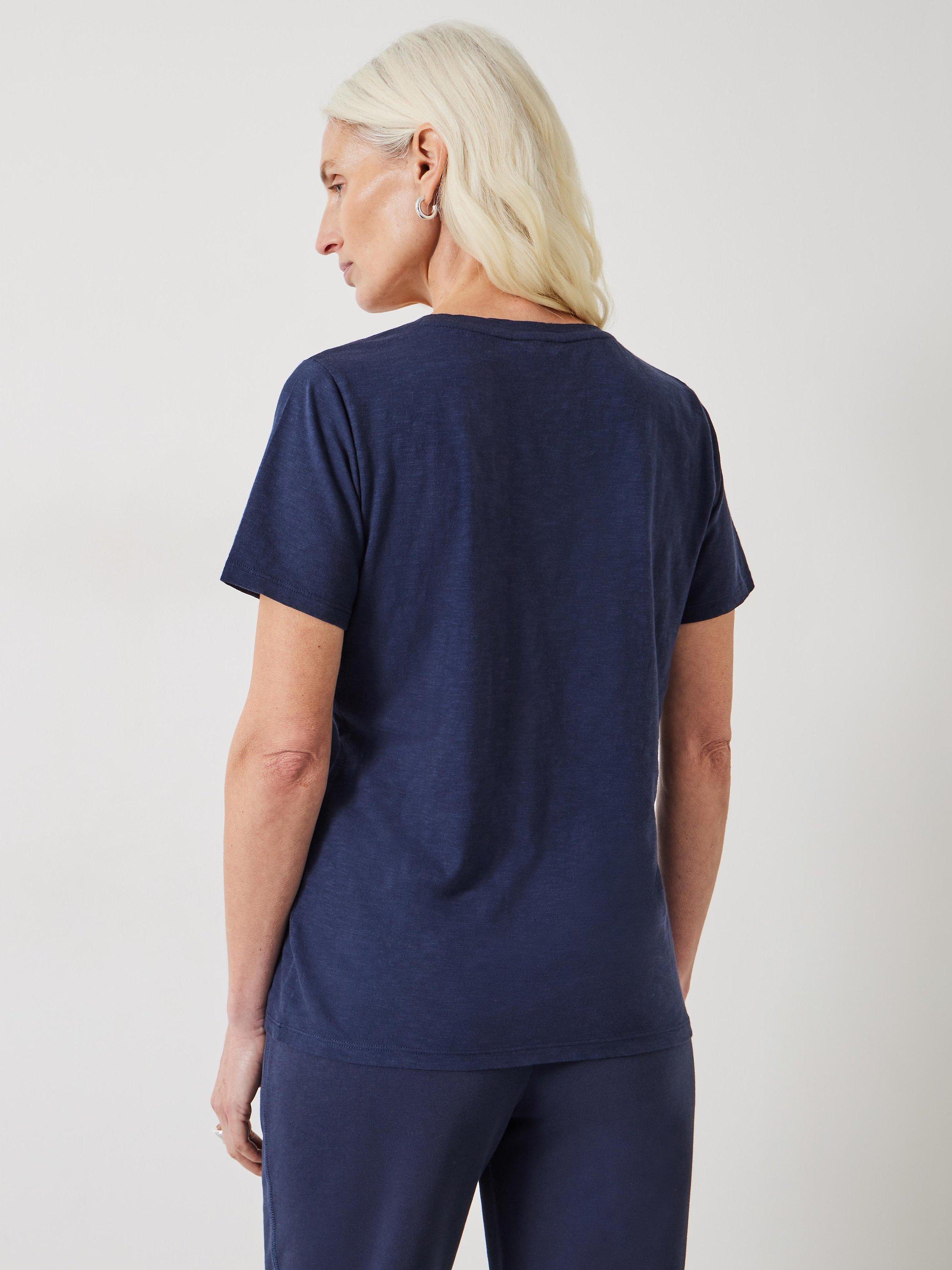 Product image 3 of 6, which shows HUSH Hari Cotton Slub Scoop Neck T-Shirt, Night Sky, XS