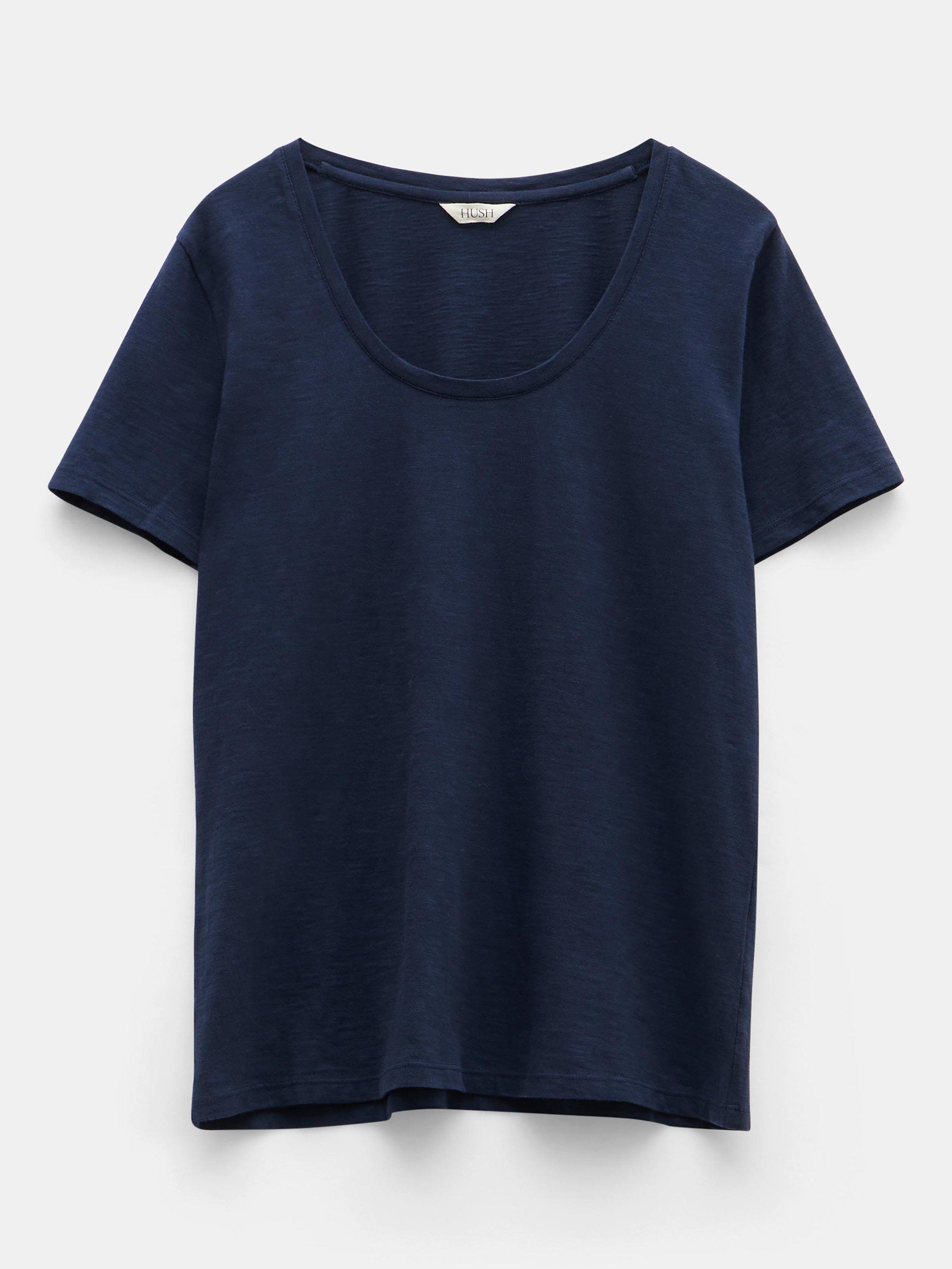 Product image 4 of 6, which shows HUSH Hari Cotton Slub Scoop Neck T-Shirt, Night Sky, XS
