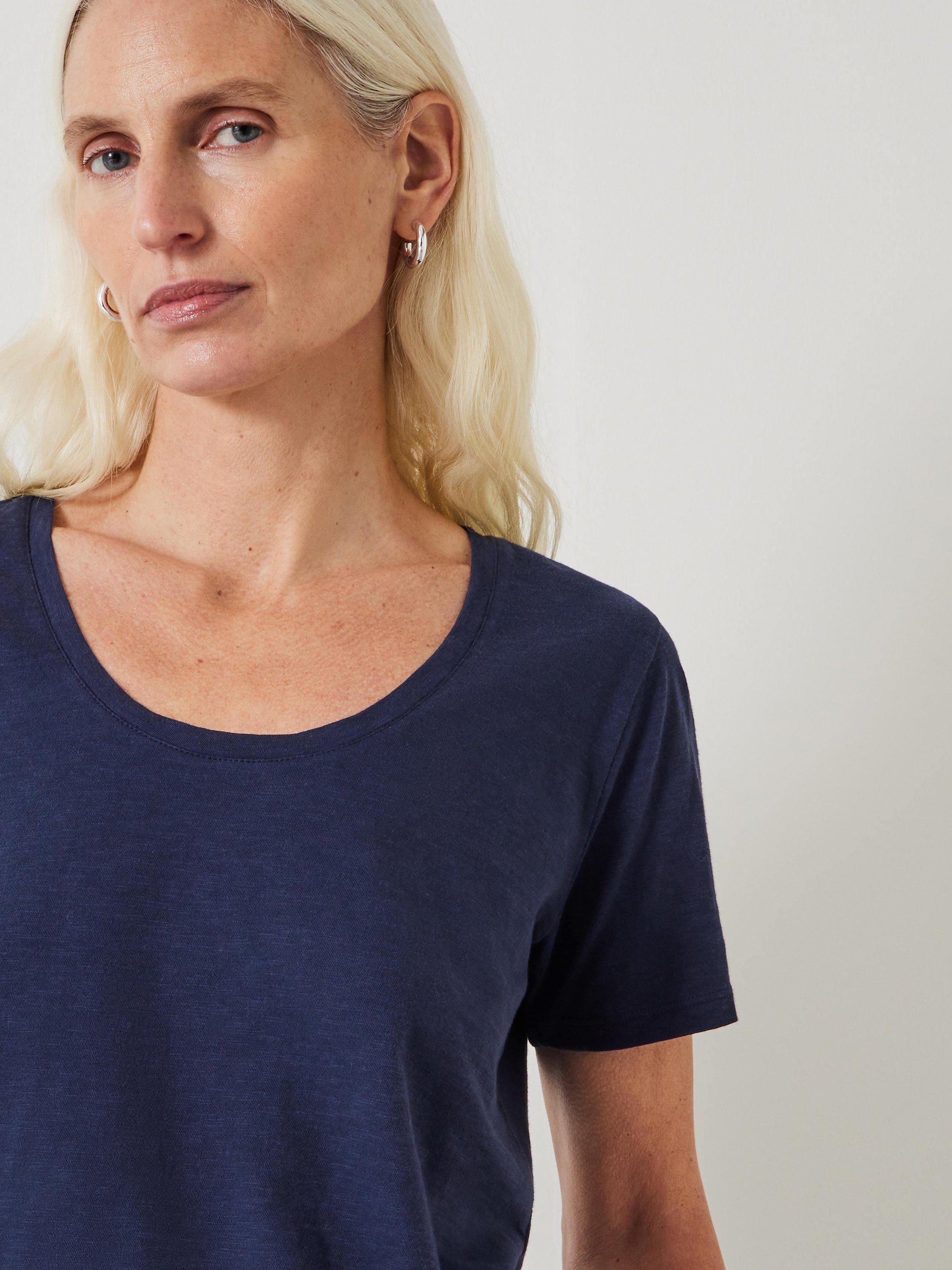 Product image 5 of 6, which shows HUSH Hari Cotton Slub Scoop Neck T-Shirt, Night Sky, XS
