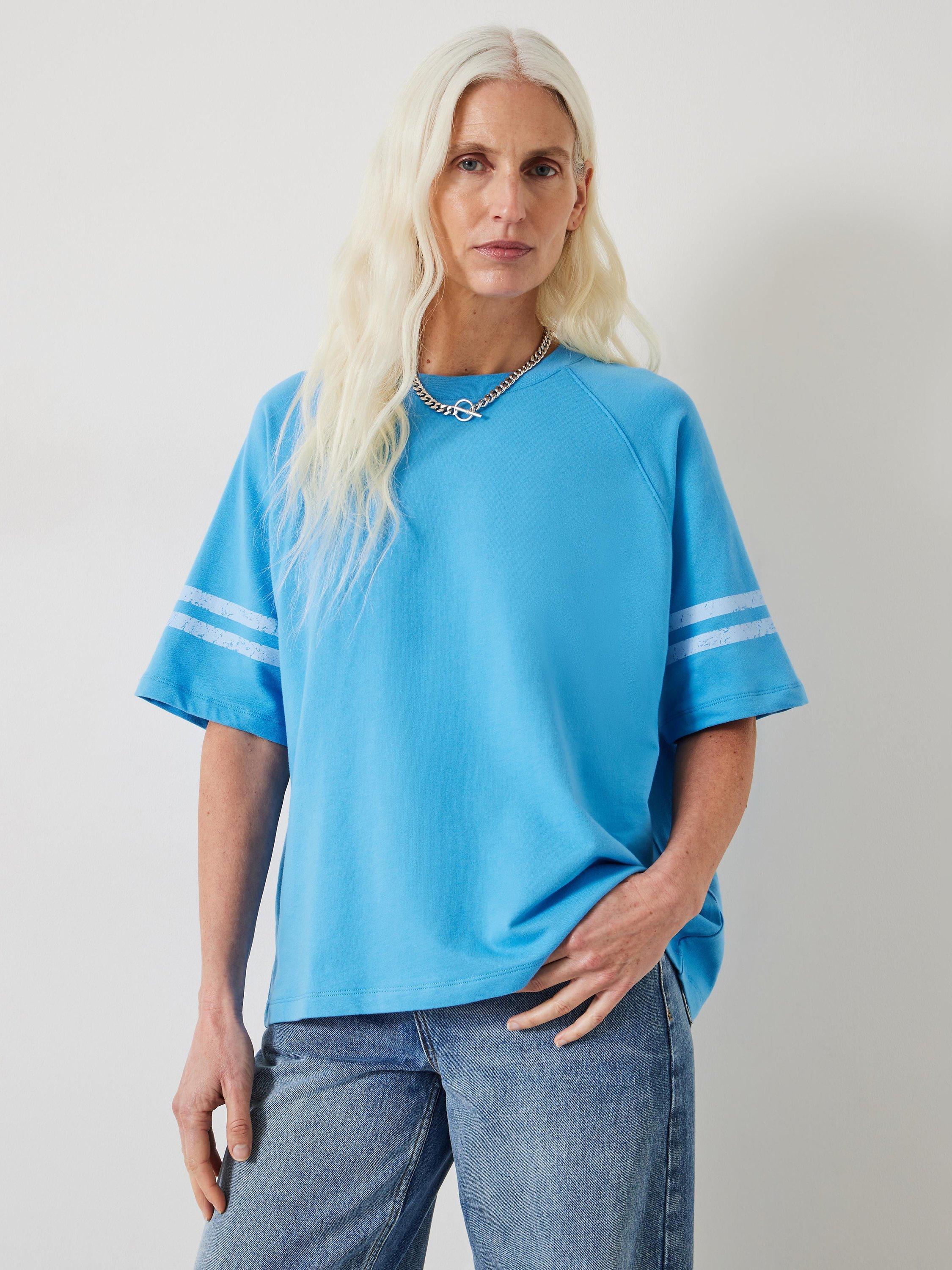 HUSH Flynn Striped Jersey T-Shirt, Sea Blue