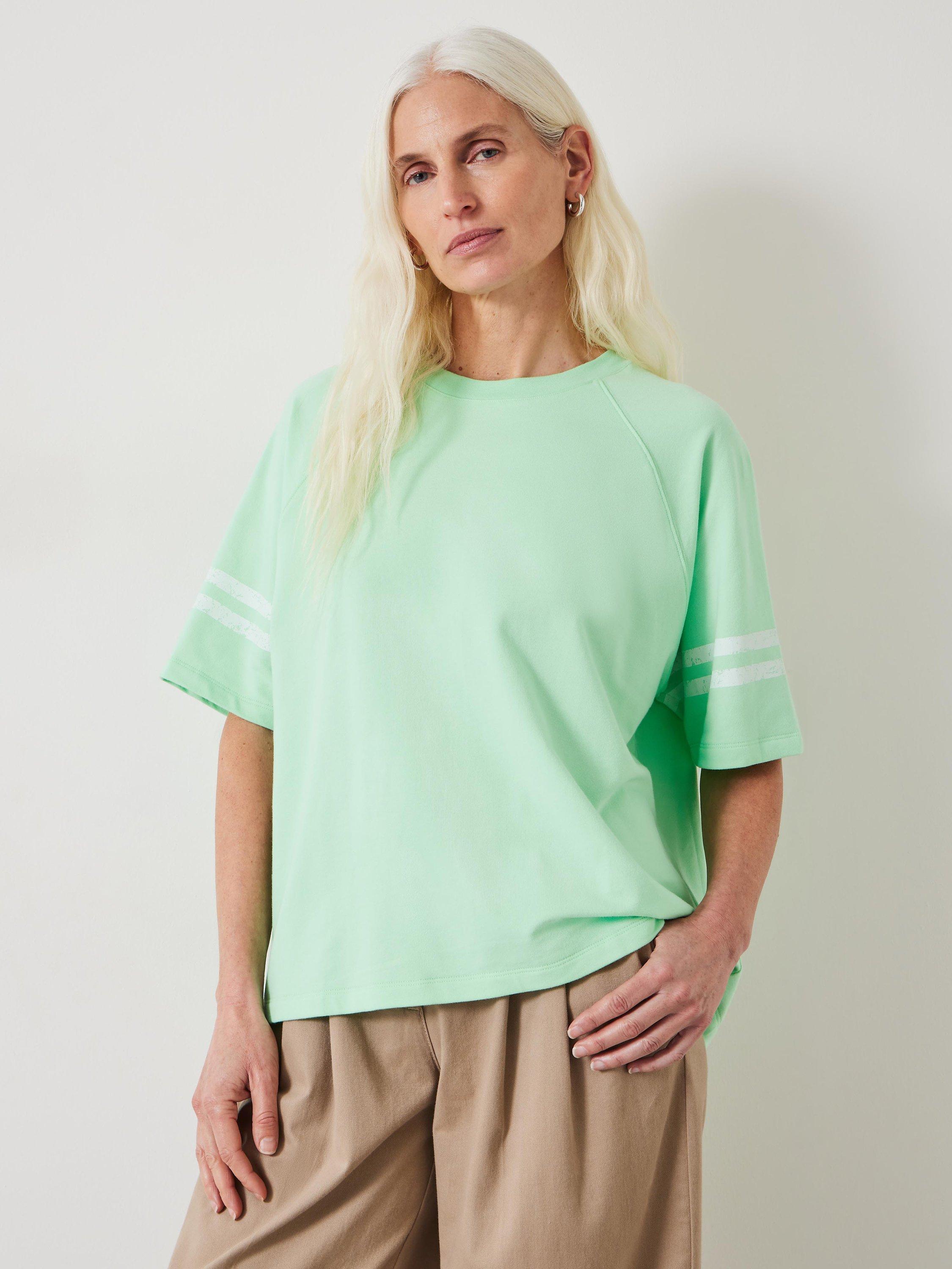 HUSH Flynn Striped Jersey T-Shirt, Apple Green