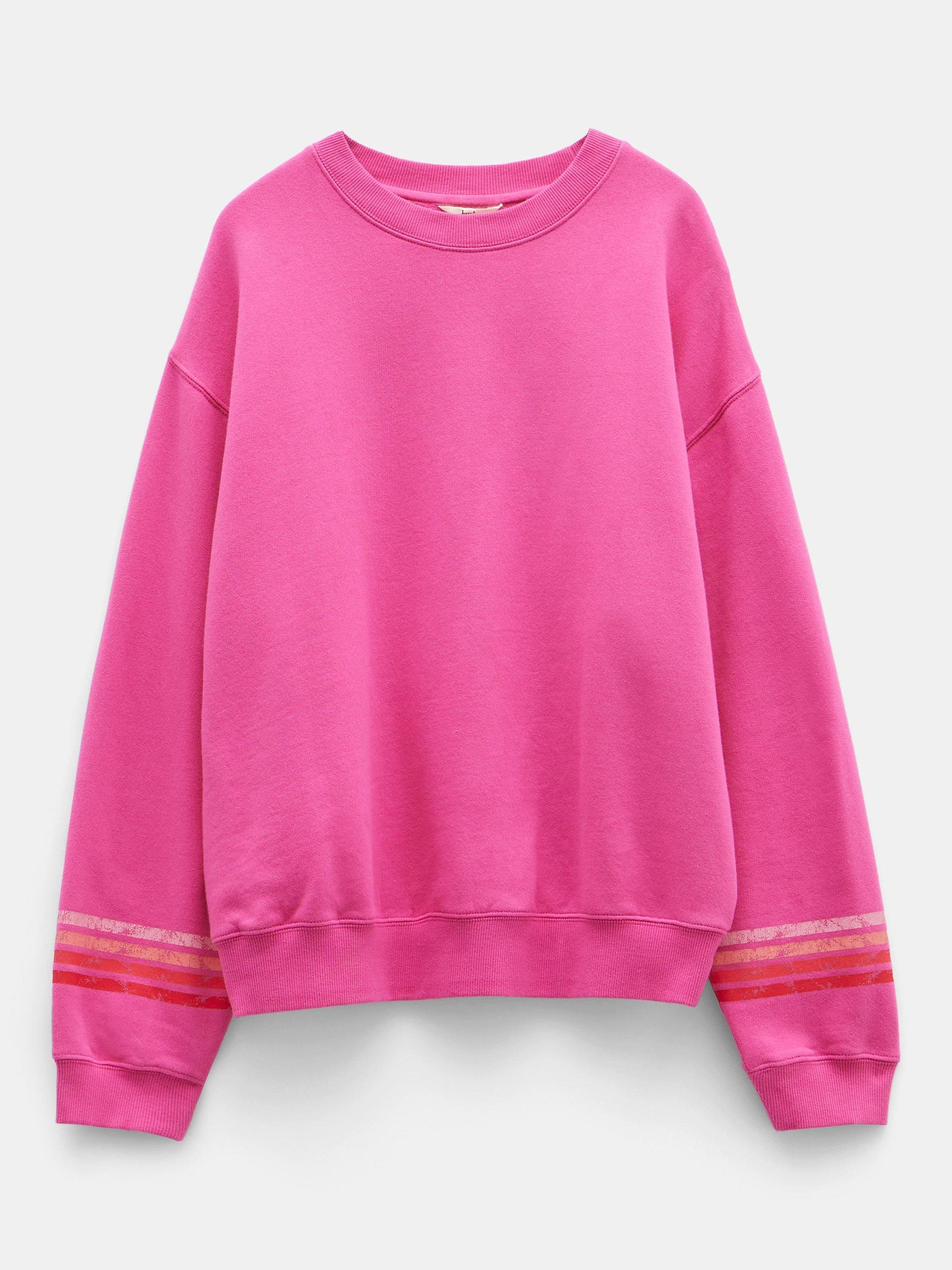 HUSH Kaelynn Contrast Stripe Sweatshirt Vibrant Pink