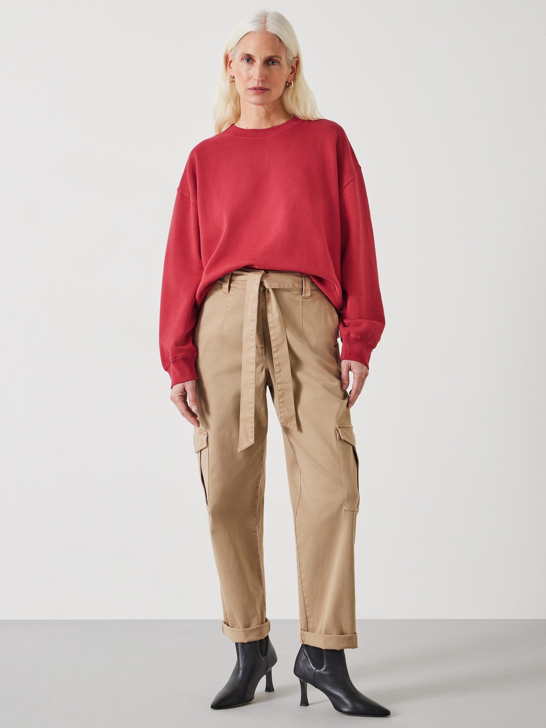 Product image 2 of 5, which shows HUSH High Waist Belted Trousers, Soft Brown, 4