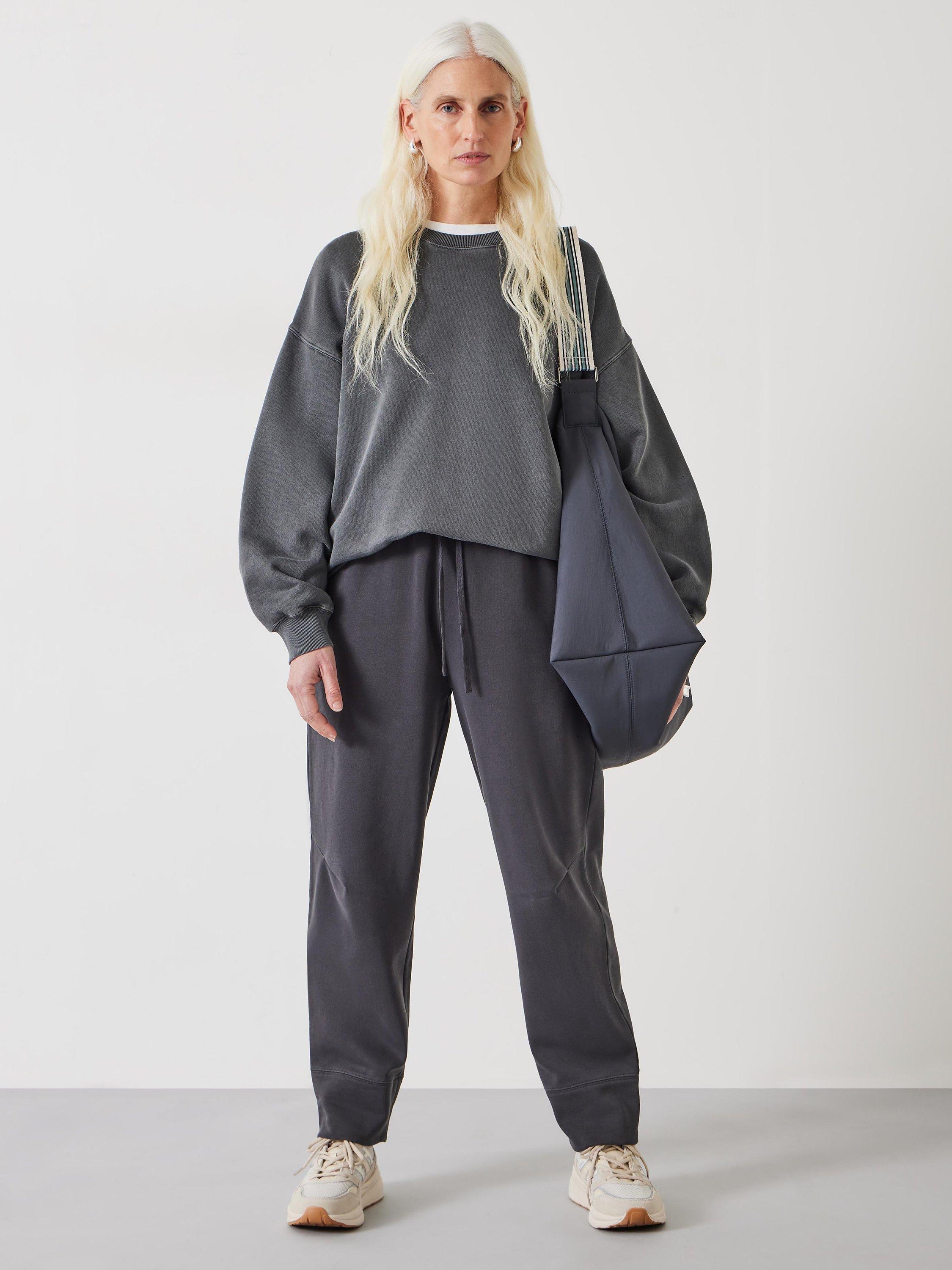 Product image 2 of 5, which shows HUSH Paxton Barrel Leg Cotton Blend Jersey Joggers, Ash Grey, 4