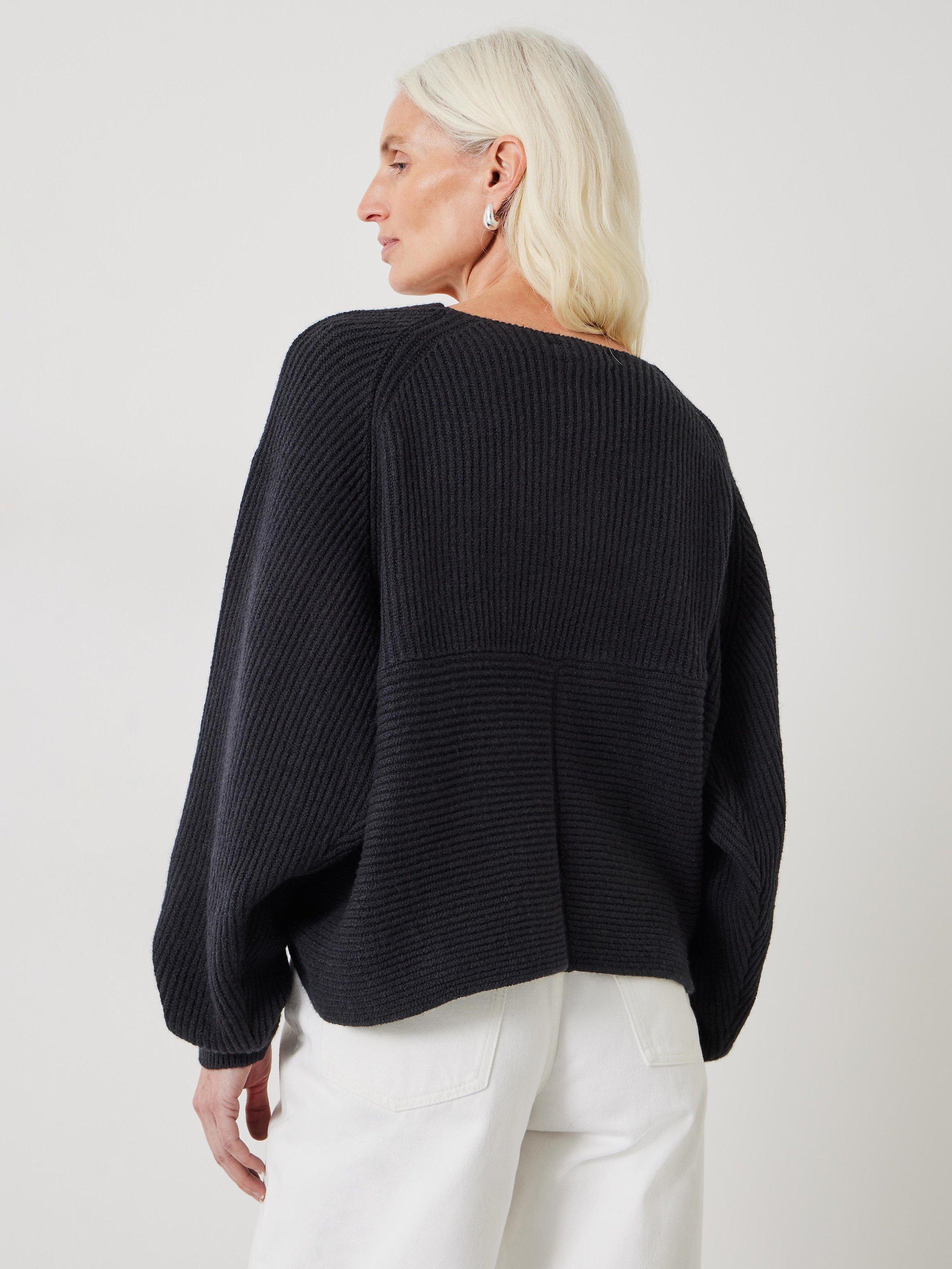 HUSH Bronte Cross Front Wool Blend Jumper Black