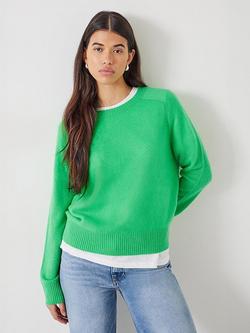 HUSH Charlie Saddle Shoulder Cashmere Jumper, Bright Green - view 2, Bright Green