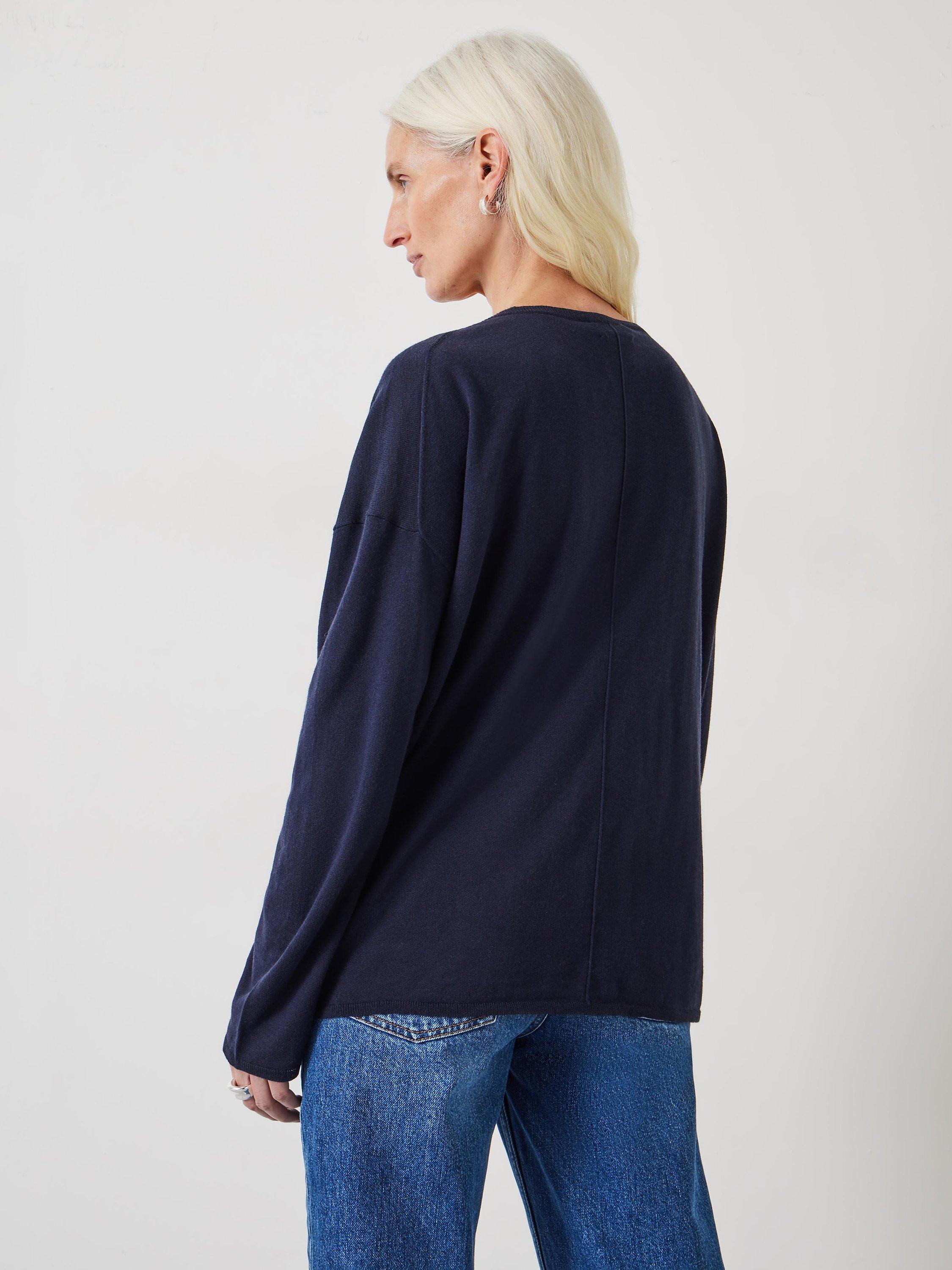 HUSH Kitty Slouchy Wool Blend Jumper, Navy, XS