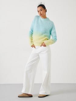 HUSH Manuela Mohair Blend Jumper, Blue/Yellow Ombre - view 2, Blue/Yellow Ombre