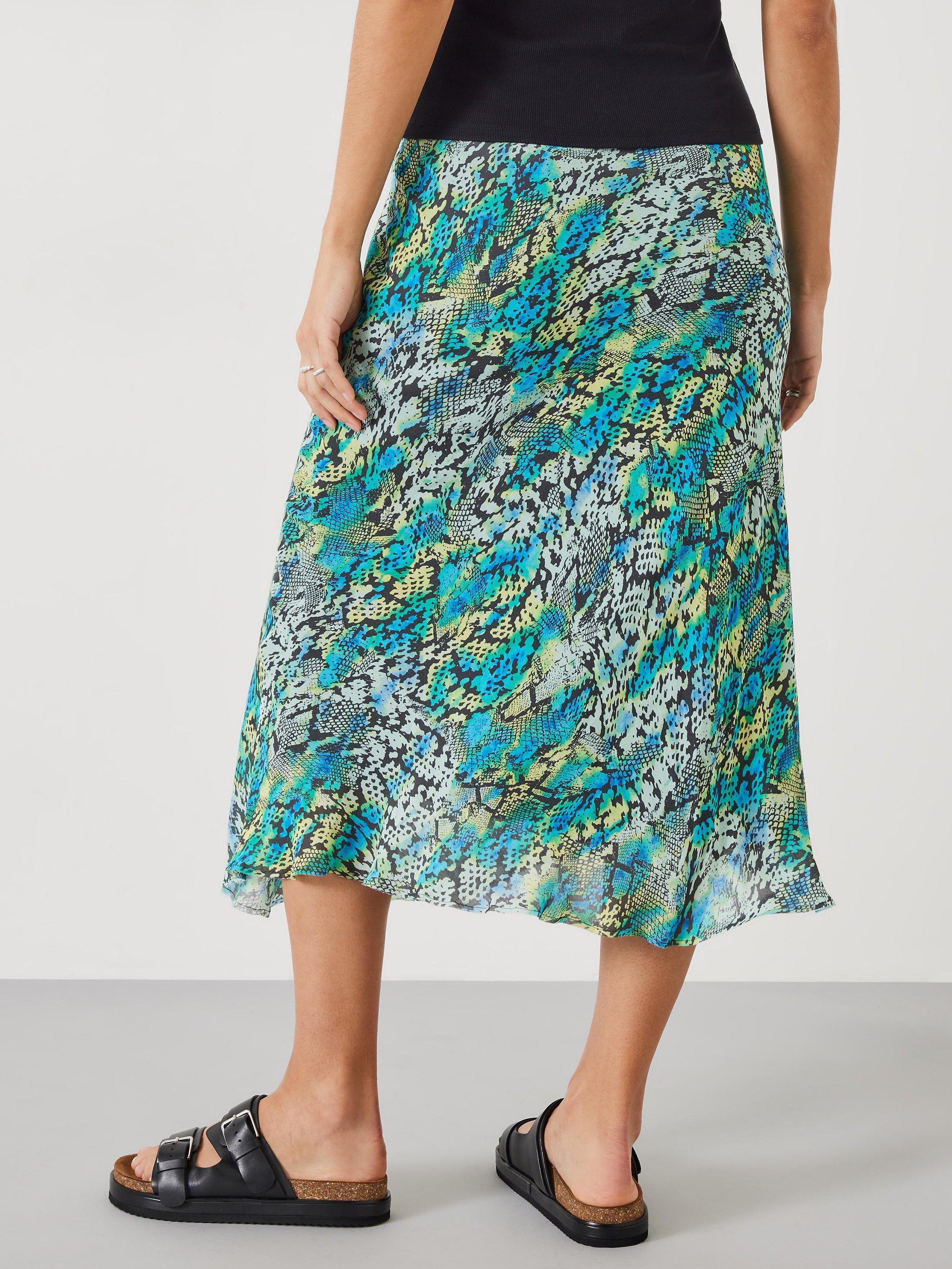 HUSH Hallie Tie Dye Snake Print Midi Skirt, Multi, 6