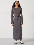 HUSH Farrah Column Maxi Cotton Skirt, Deep Grey