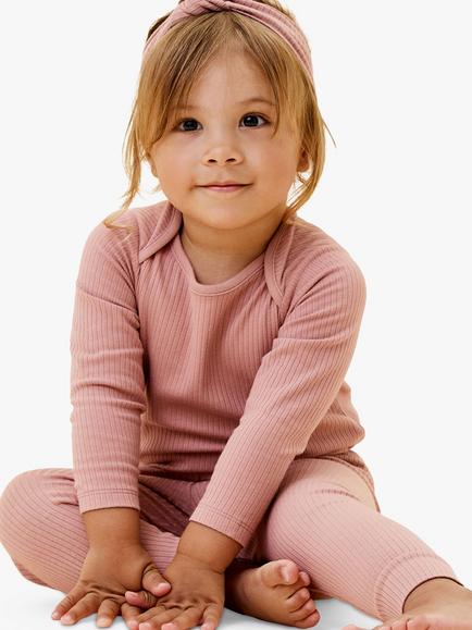 MORI Baby Ribbed Long Sleeve Bodysuit, Pink