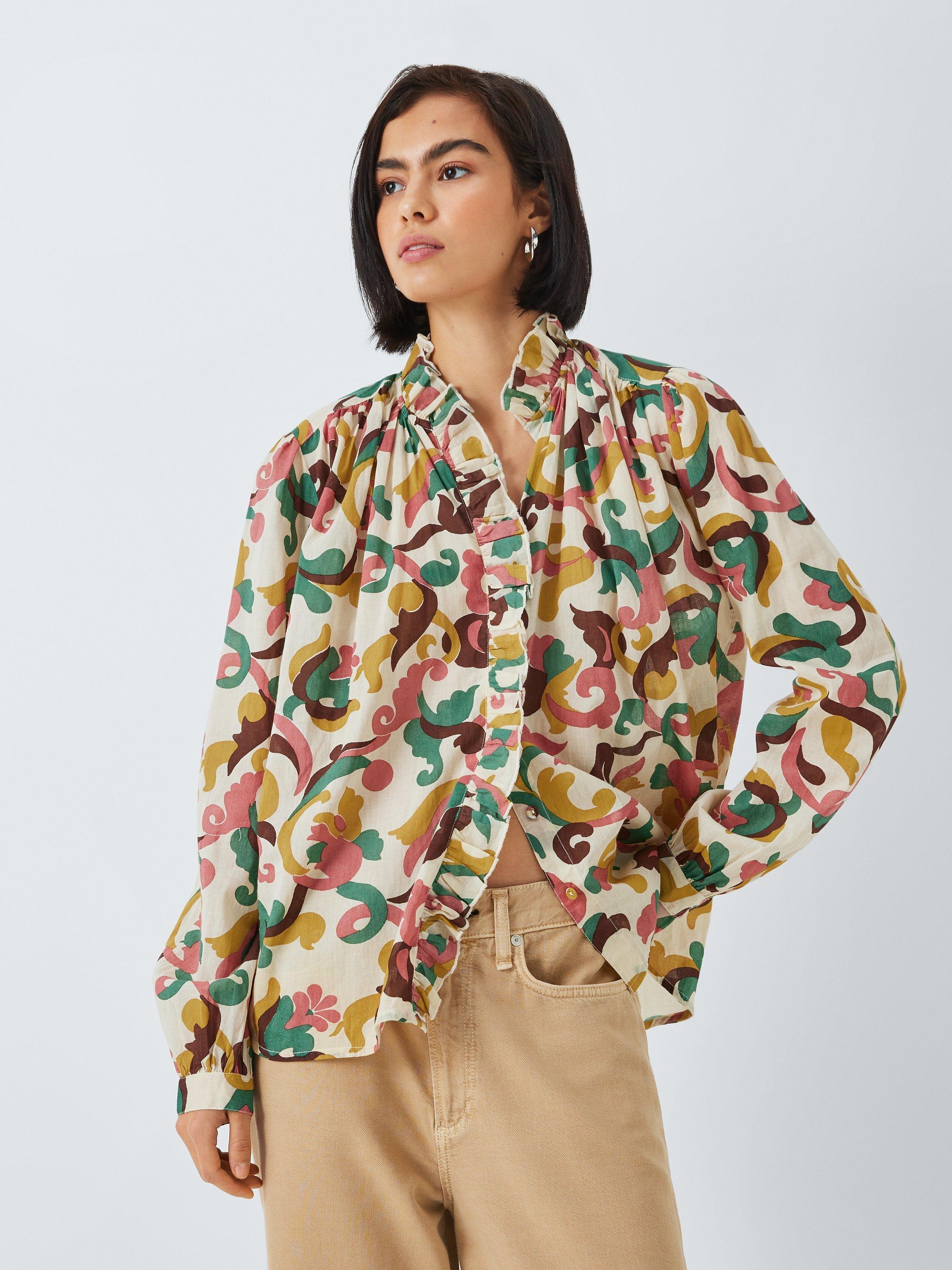 Leon & Harper Chypre Floral Print Blouse, Vanilla/Multi