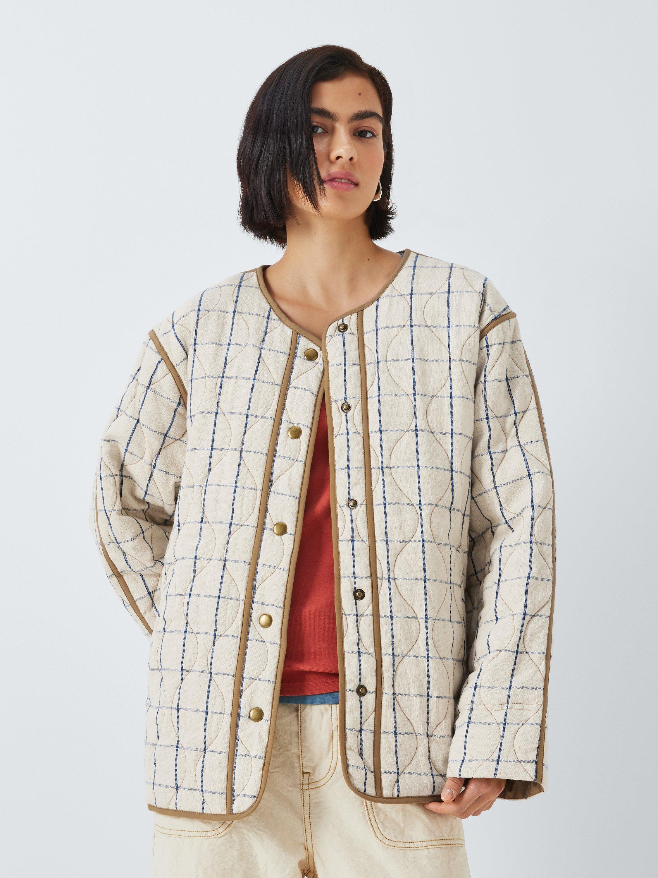 Leon Harper Volcana Check Quilted Jacket Cream