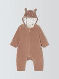 John Lewis Baby Bear Corduroy Pramsuit, Brown