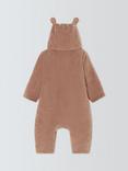 John Lewis Baby Bear Corduroy Pramsuit, Brown