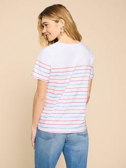 White Stuff Abbie Stripe T-Shirt, Ivory/Multi - view 2, Ivory/Multi