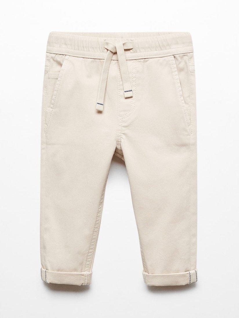 Mango Baby Drawcord Waist Chinos, Natural White