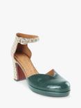 Chie Mihara Damaho Leather Heeled Sandals, Forest Blue