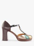 Chie Mihara Faba Metallic Leather Heeled Sandals, Grape Café Black