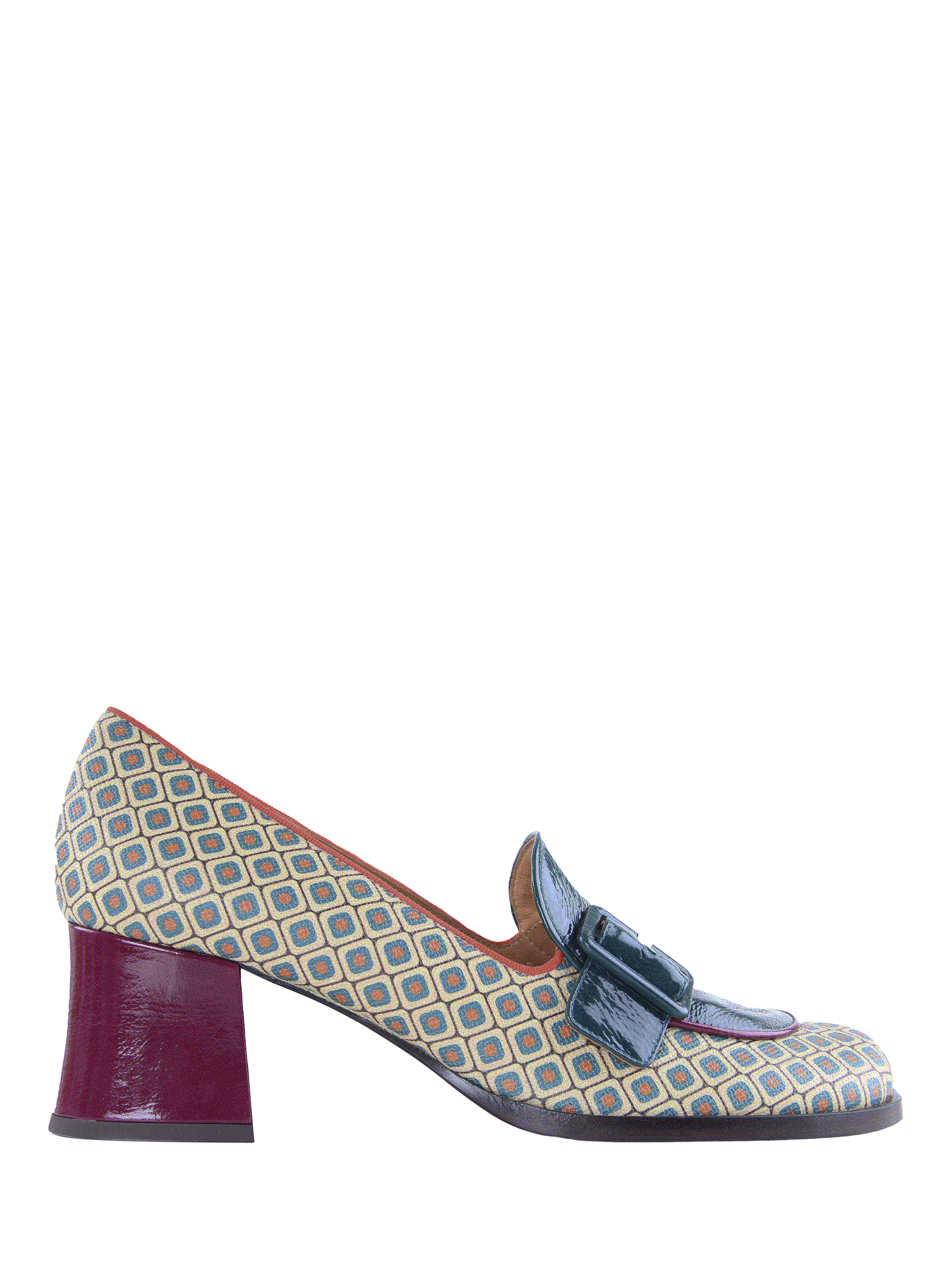Chie Mihara Teisin Leather Heeled Loafers, Forest Blue/Multi