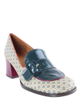 Chie Mihara Teisin Leather Heeled Loafers, Forest Blue/Multi