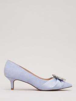 Phase Eight Suede Embellished Pointed Shoes, Pale Blue