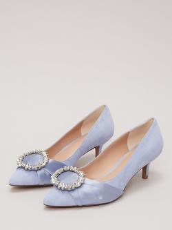 Phase Eight Suede Embellished Pointed Shoes - view 2, Pale Blue
