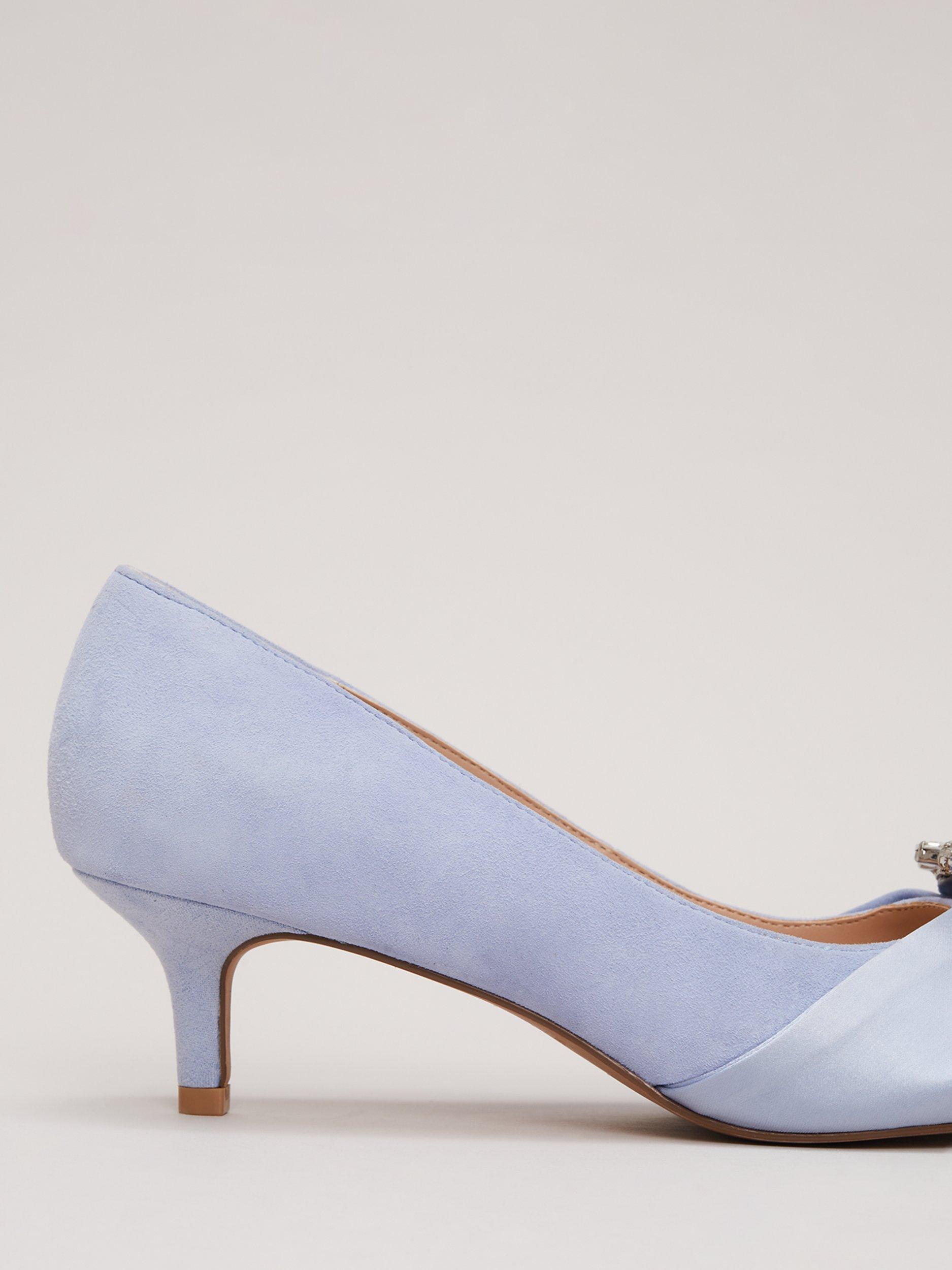 Phase Eight Suede Embellished Pointed Shoes, Pale Blue, EU36