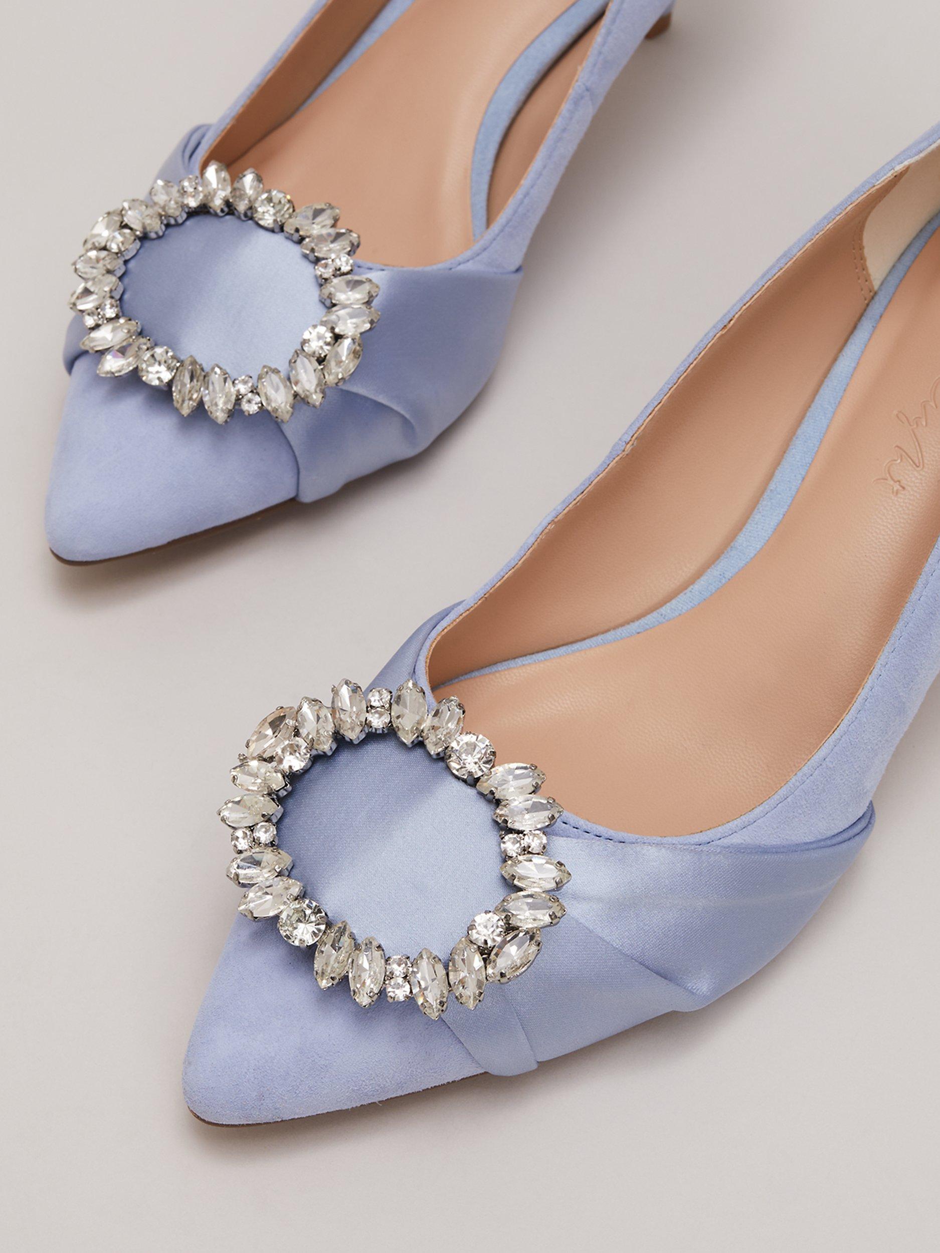 Phase Eight Suede Embellished Pointed Shoes, Pale Blue, EU36